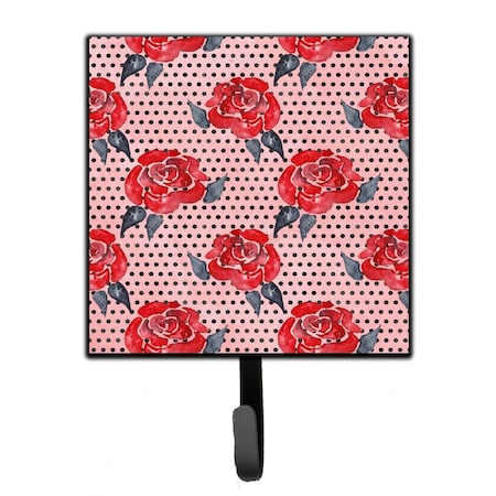 Jensendistributionservices Watercolor Red Roses & Polkadots Leash or Key Holder, 4.25 x 1 x 7 in. MI2100781
